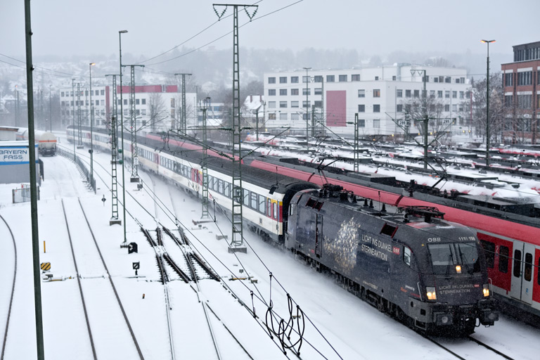 &Ouml;BB 1116 158 mit IC 186 bei km 16,0 (Februar 2021)