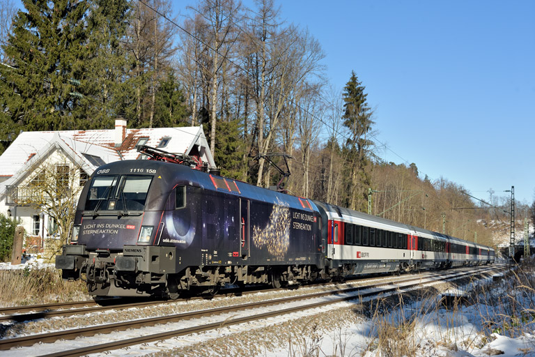 &Ouml;BB 1116 158 mit IC 189 bei km 18,2 (Februar 2021)