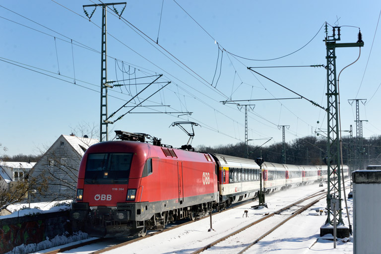 &Ouml;BB 1116 264 mit IC 280 bei km 16,8 (Februar 2021)