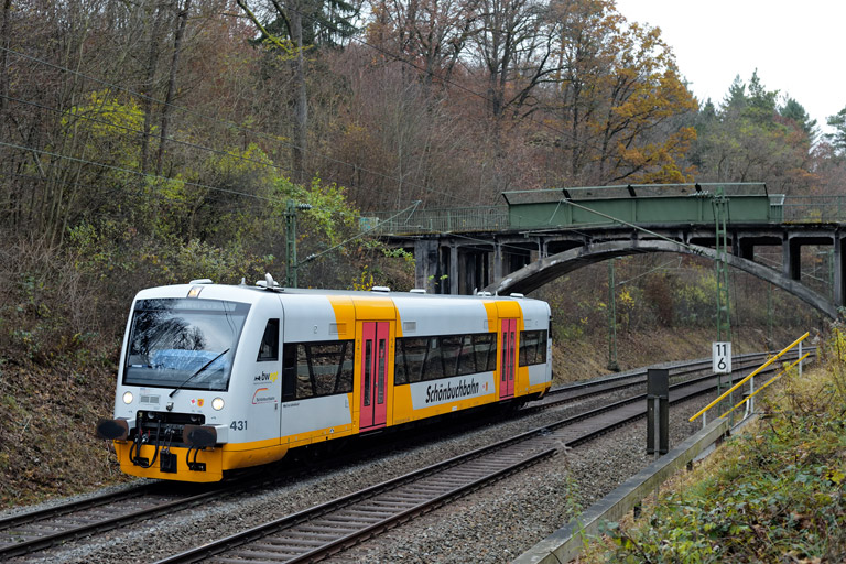 Regioshuttle VT 431 als DLr 56431 bei km 11,6 (November 2021)