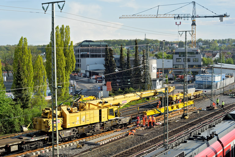 Schienenkranwagen bei km 16,0 (Mai 2022)