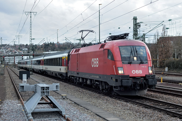 &Ouml;BB 1116 181 mit IC 186 bei km 15,8 (Februar 2022)