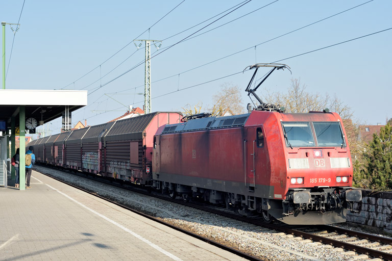 185 179 mit GAG 60130 bei km 16,8 (M&auml;rz 2023)
