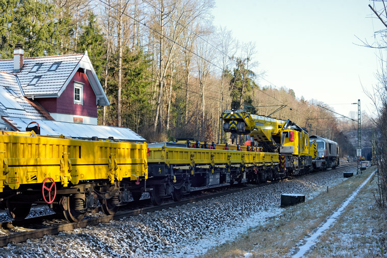 Schienenkranwagen bei km 18,2 (Januar 2024)