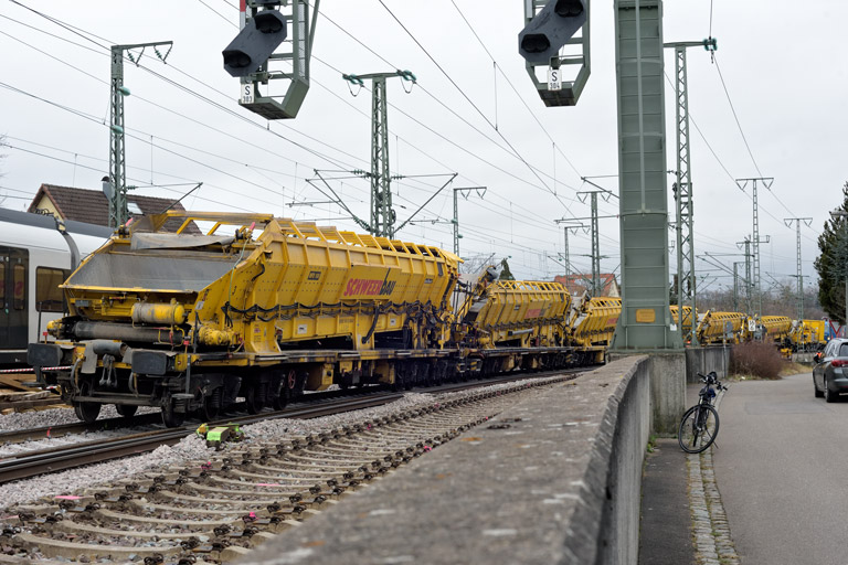 Gleis- und Weichenerneuerung bei km 16,6 (Februar 2024)