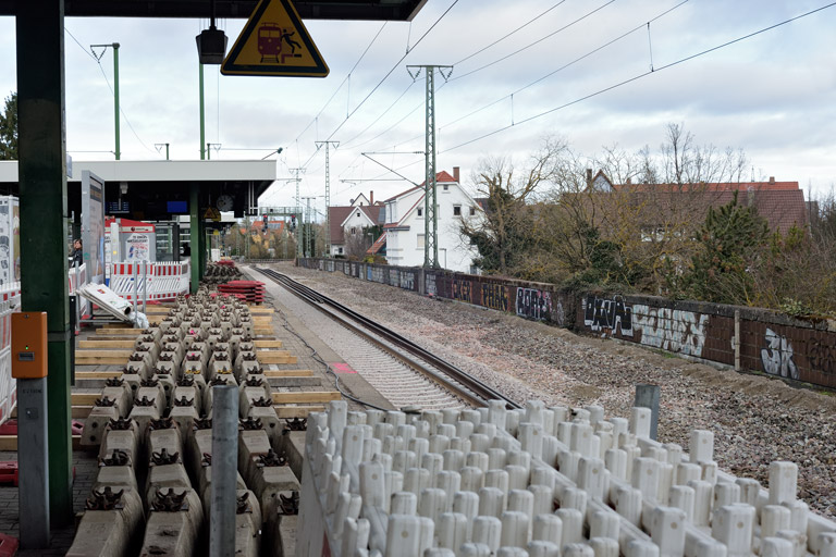 Gleis- und Weichenerneuerung bei km 16,8 (Februar 2024)