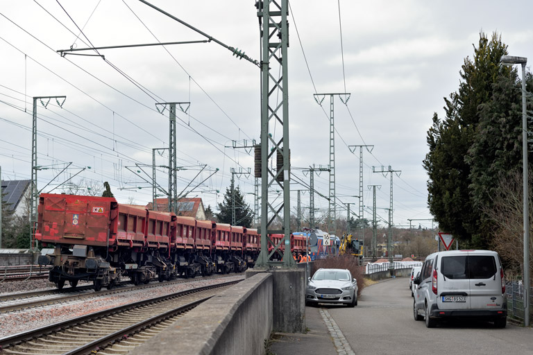 Gleis- und Weichenerneuerung bei km 16,6 (Februar 2024)
