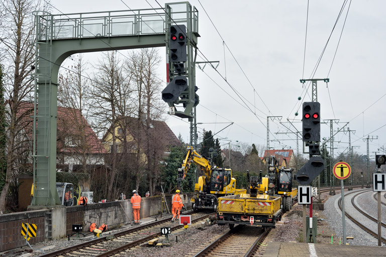 Gleis- und Weichenerneuerung bei km 16,6 (Februar 2024)
