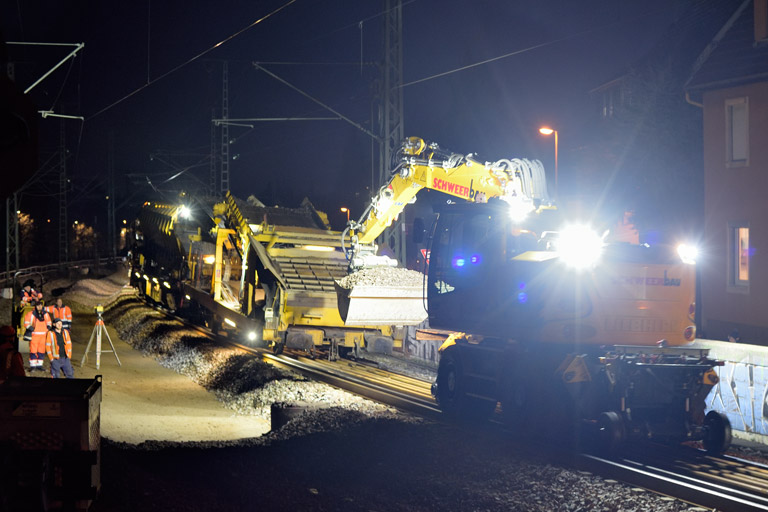 Gleis- und Weichenerneuerung bei km 16,6 (Januar 2024)