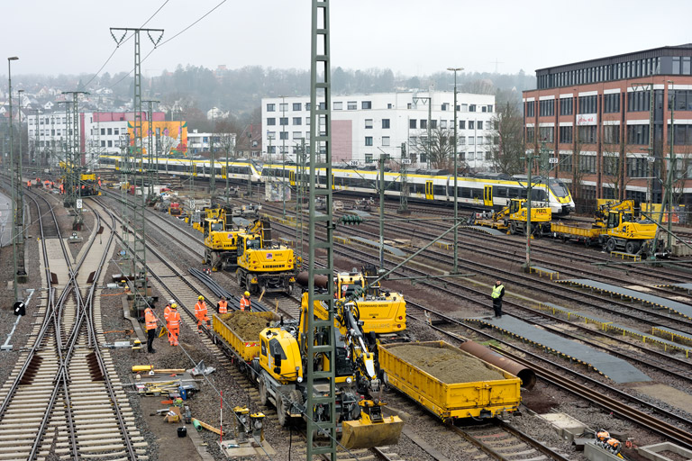 Gleis- und Weichenerneuerung bei km 16,0 (Februar 2024)