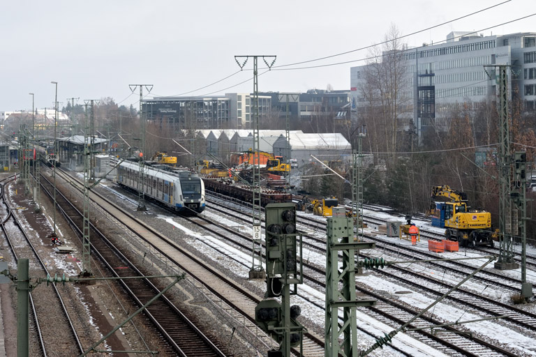 Gleis- und Weichenerneuerung bei km 15,8 (Januar 2024)