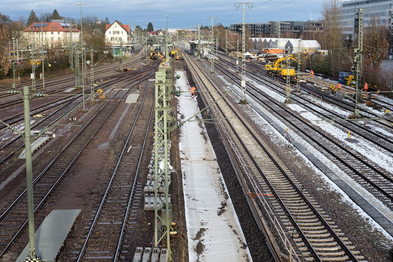 Gleis- und Weichenerneuerung bei km 15,8 (Januar 2024)