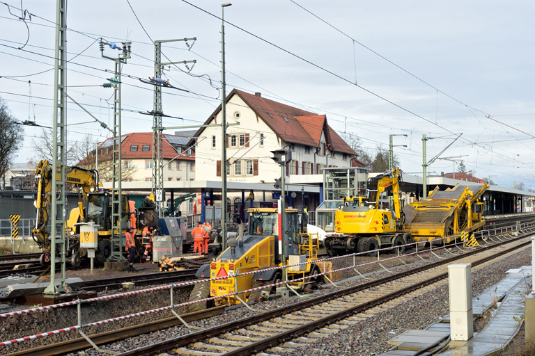 Gleis- und Weichenerneuerung bei km 15,6 (Januar 2024)