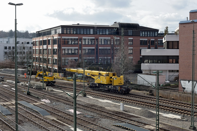 Schienenkranwagen bei km 16,0 (Februar 2024)