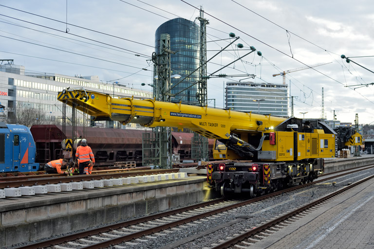 Schienenkranwagen bei km 15,6 (Januar 2024)
